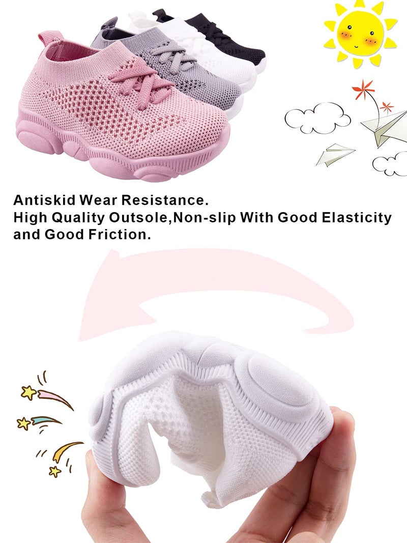 Charrost Baby First Walking Shoes 1-4 Years Kid Shoes Trainers Toddler Slip on Infant Waves Shoes Boys Girls Cotton Mesh Breathable Sneakers Outdoor(White,5 T) Bear22 - Image 3